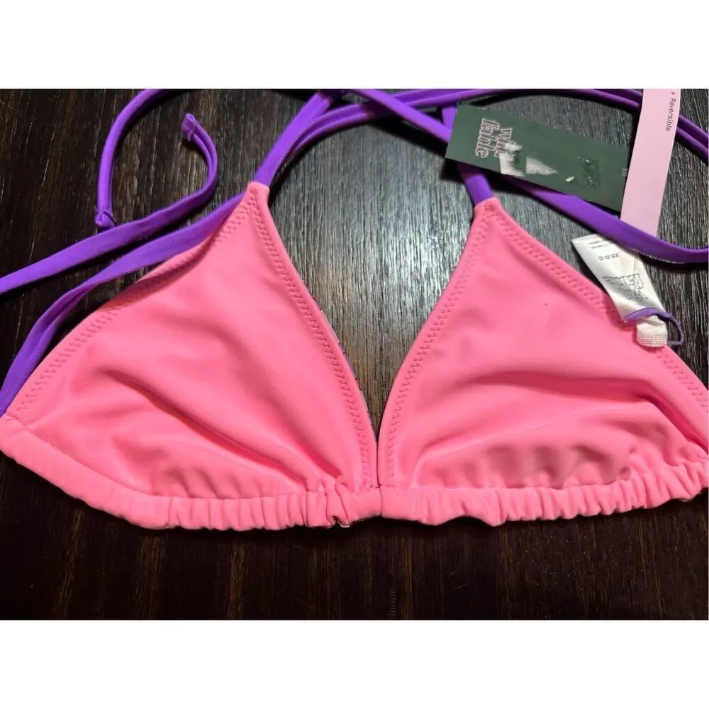 Wild Fable NWT size XS floral bikini top reversible pink purple